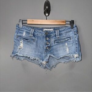 Bullhead Black Buttonfly denim distressed short shorts